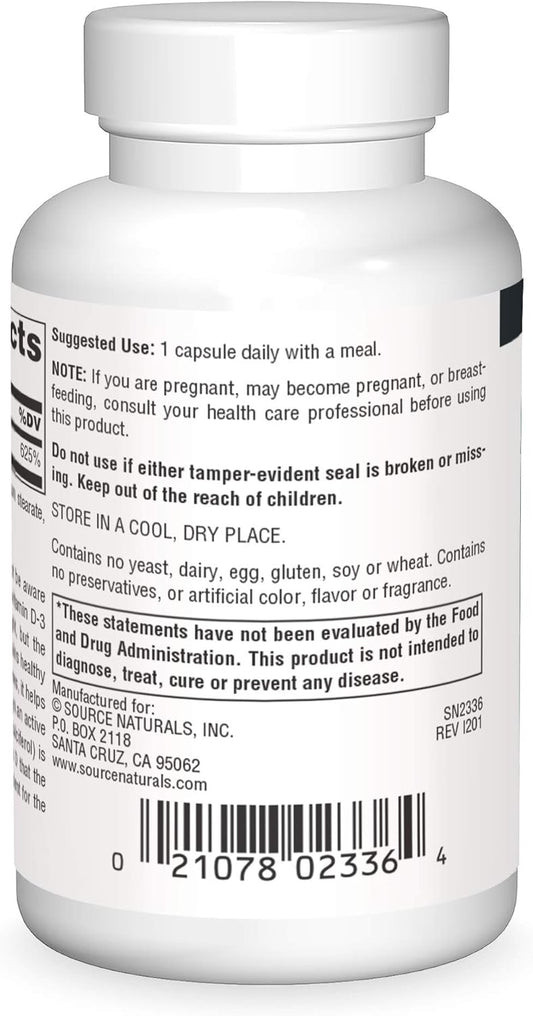 Source Naturals Vitamin D-3, Bioactive Form For Bone & Immune Health* 2000 Iu - 100 Softgels