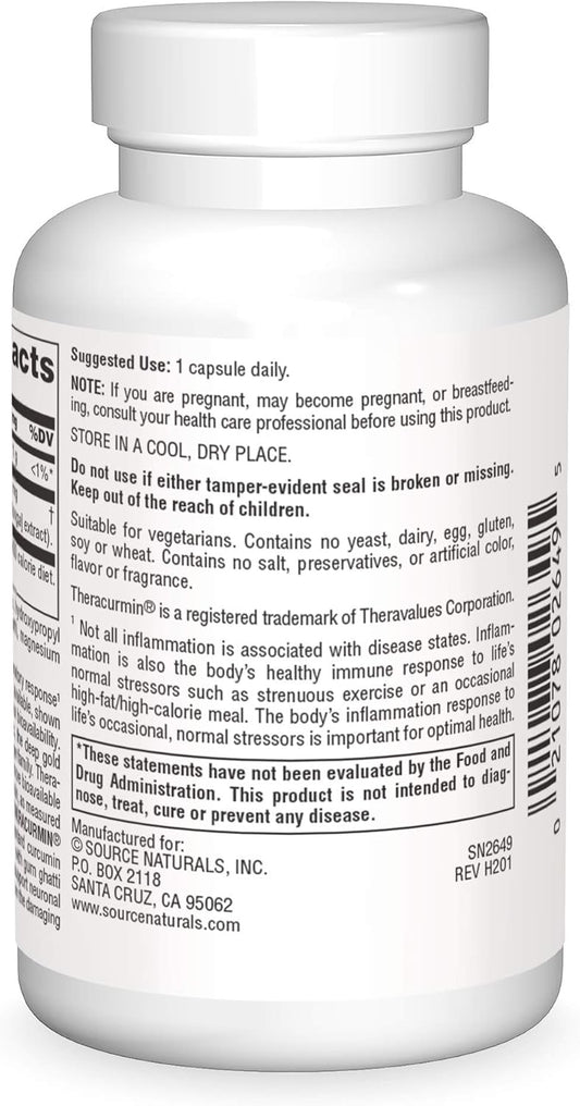 Source Naturals Theracurmin, Supports Healthy Inflammatory Response*, 600 Mg - 30 Vegetarian Capsules