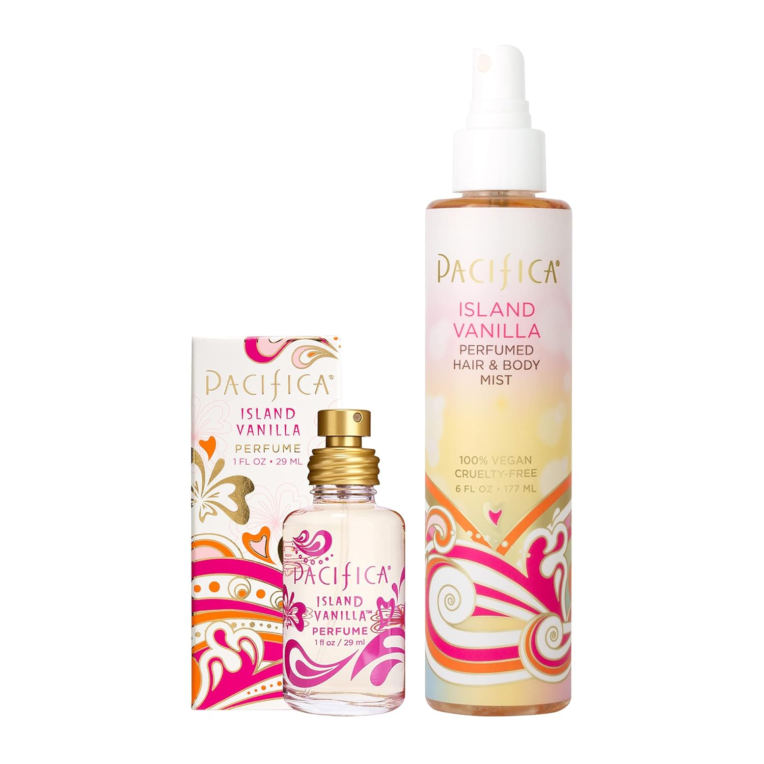 Pacifica Beauty Island Vanilla Spray Perfume And Hair & Body Mist Set, Fragrances, Body Fragrance, Perfume Spray, Gourmand, Clean Perfume, Paraben Free, Vegan, 1 Fl Oz And 6 Fl Oz (Set Of 2)