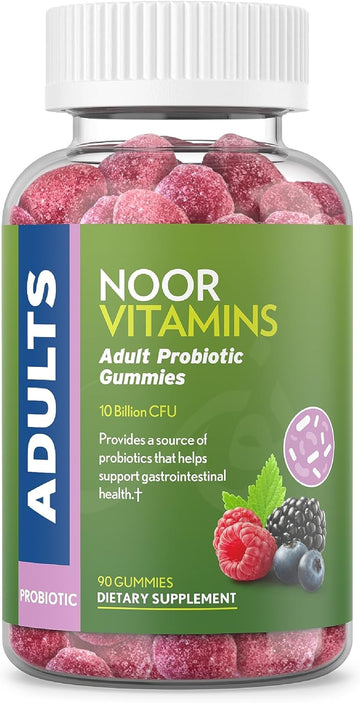 Noor Vitamins Halal Probiotic Gummies for Women and Men with 10 Billion CFU Probiotics for Adults; Non-GMO, Vegan Friendly, Gelatin Free, Probiotic Gummies for Adults, Halal Vitamins - 90 Count