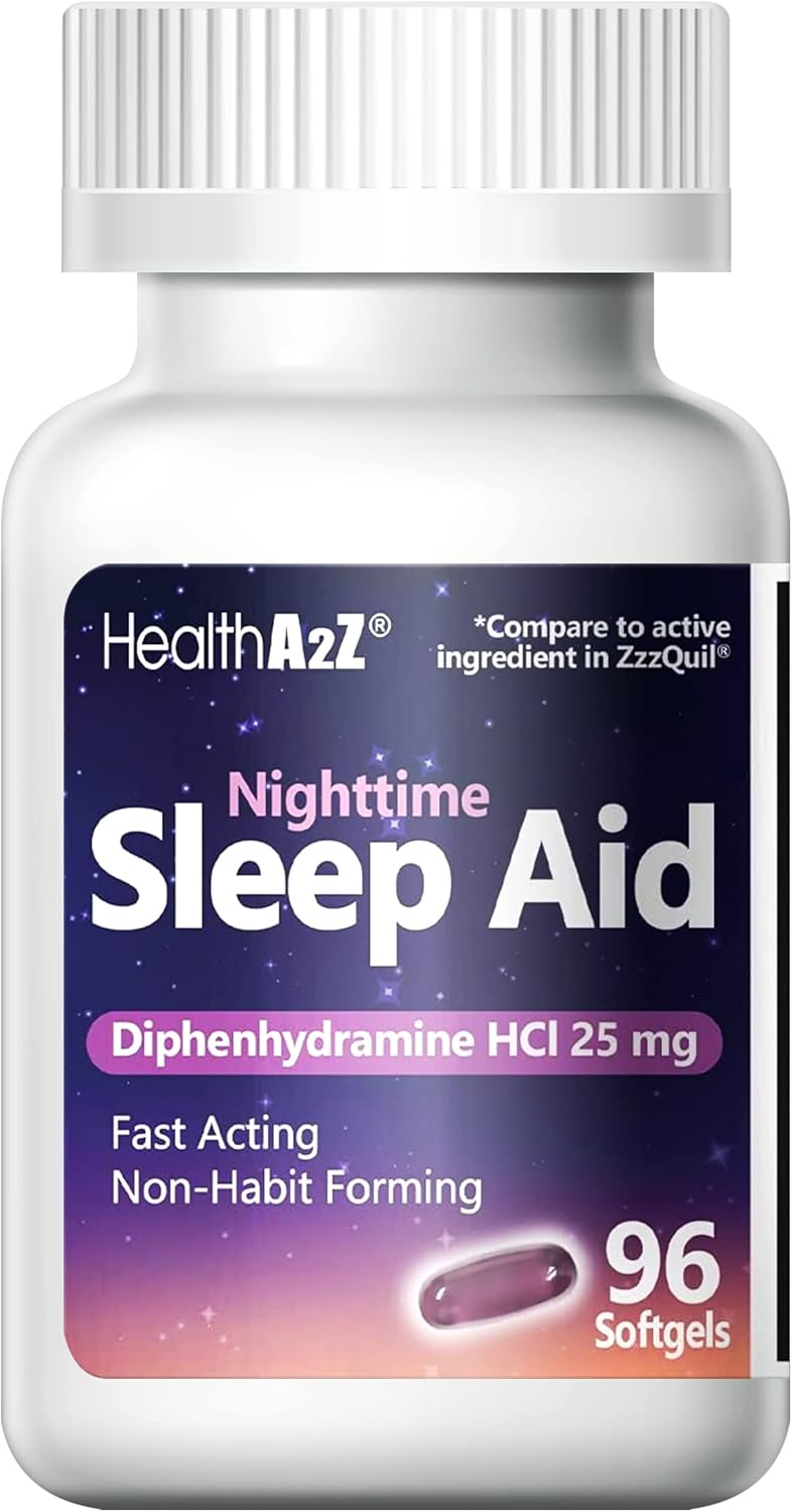 Healtha2Z Sleep Aid, Diphenhydramine Hcl 25Mg Softgels, Supports Deeper, Restful Sleeping, Non Habit-Forming (72 Softgels)