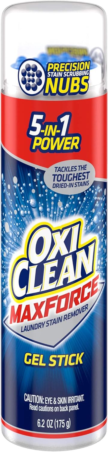OxiClean MaxForce Gel Stain Remover Stick, 5 in 1 Power Spot Remover for Clothes, 6.2 Fl Oz