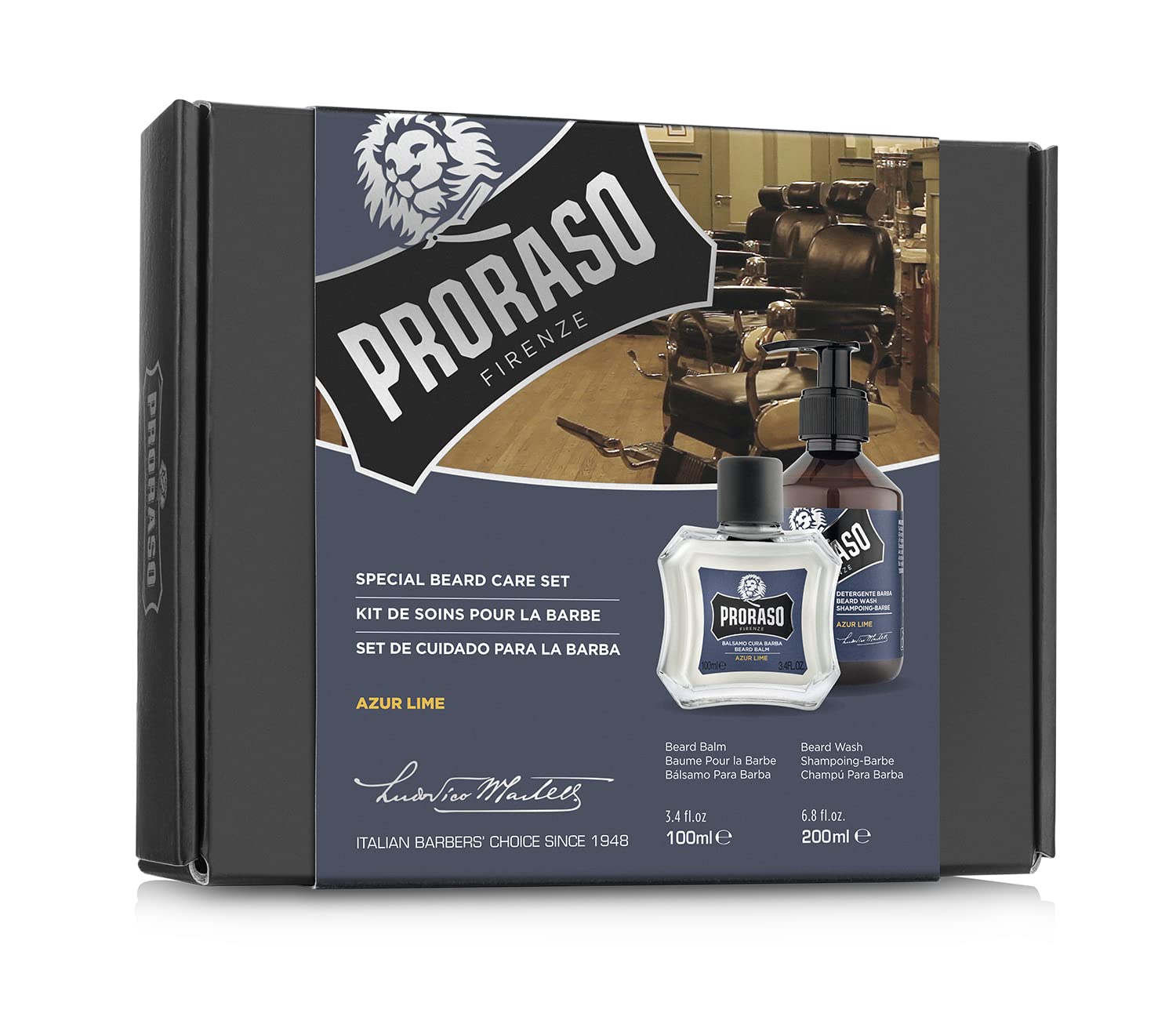 Proraso Beard Care Kit for Men | Beard Wash & Beard Balm to Cleanse, Soften and Reduce Itch for New or Short Beards | Azur Lime : Everything Else