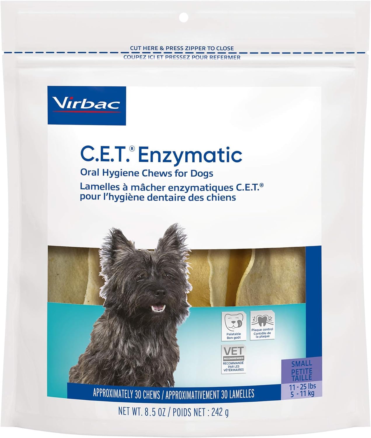Virbac C.E.T. Enzymatic Oral Hygiene Chews For Dogs Beef 8.5 Ounces