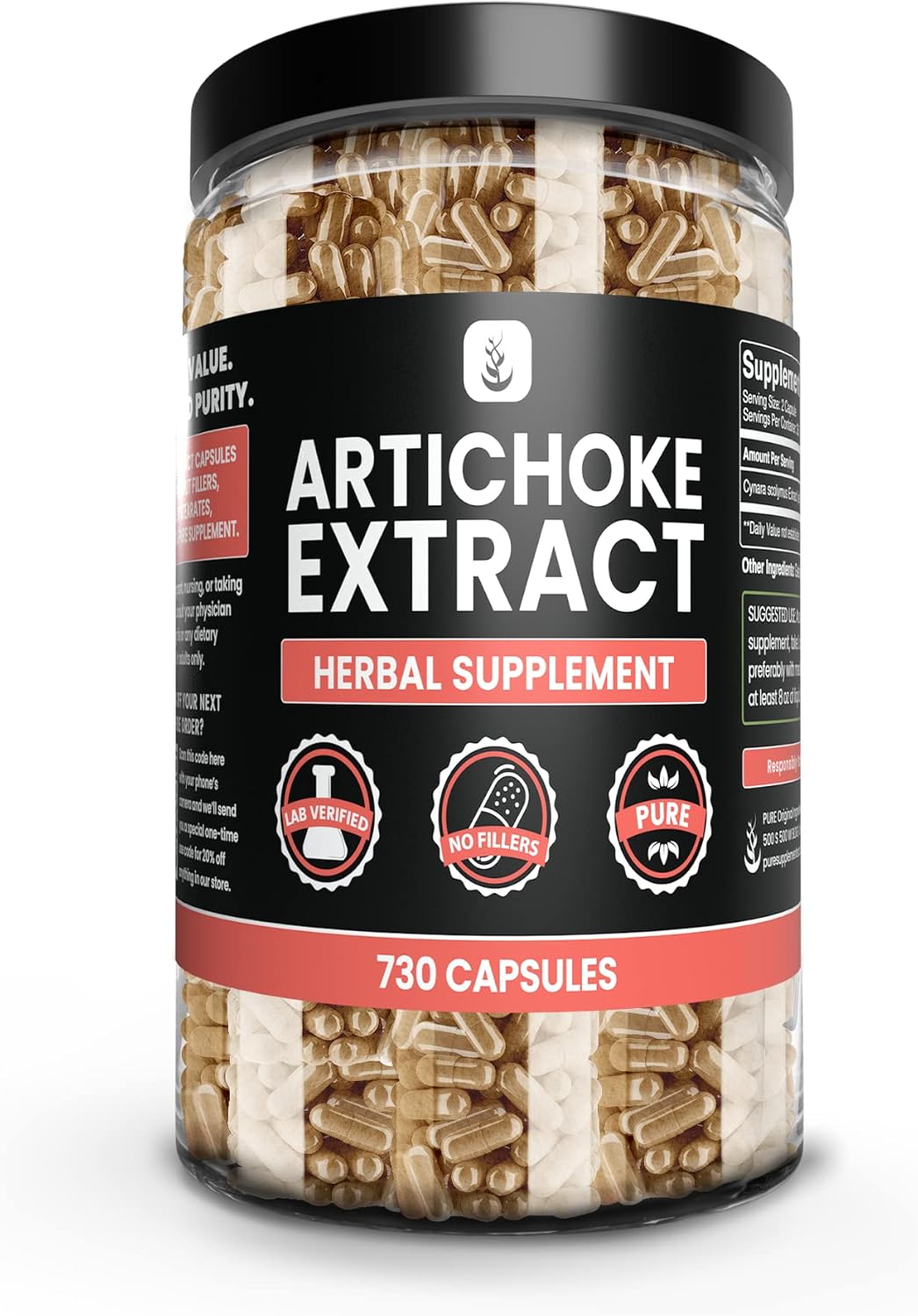 Pure Original Ingredients Artichoke Extract (730 Capsules) No Magnesium Or Rice Fillers, Always Pure, Lab Verified