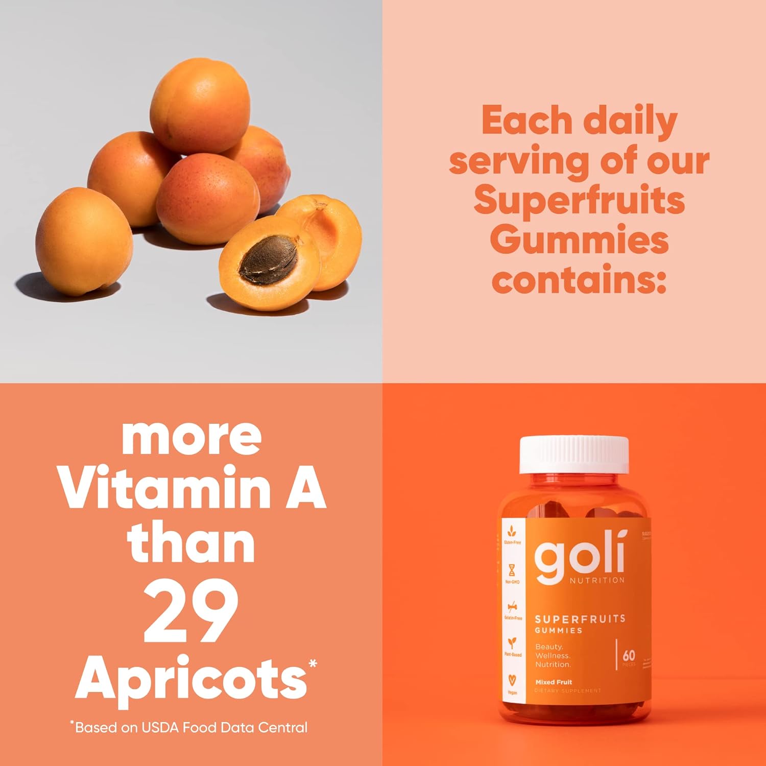 Goli Nutritional Supplement, Superfruits Beauty Gummy Vitamin - 120 Count - Collagen-Promoting Ingredients - Mixed Fruit, Vegan, Plant-Based, Non-Gmo, Gluten & Gelatin Free