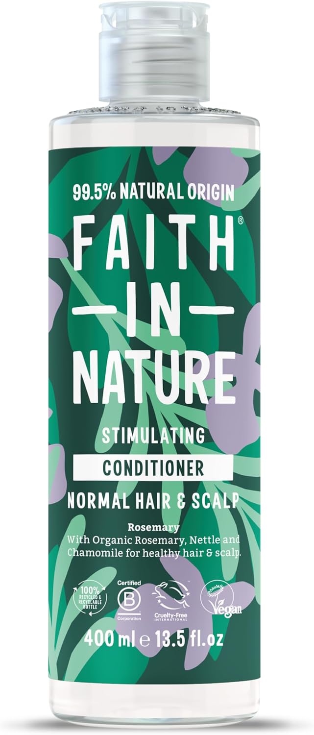 Faith In Nature Natural Rosemary Conditioner, Stimulating For Normal Hair & Scalp, Vegan & Cruelty Free, No Sls, Silicones Or Parabens, 400Ml