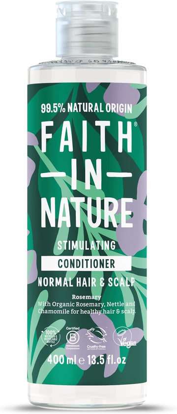 Faith In Nature Natural Rosemary Conditioner, Stimulating For Normal Hair & Scalp, Vegan & Cruelty Free, No Sls, Silicones Or Parabens, 400Ml