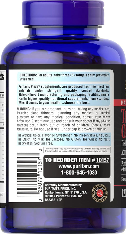 Puritan'S Pride Triple Omega 3-6-9 Fish, Flax & Borage Oils, 120 Count