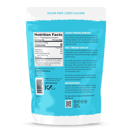 Lakanto Powdered Monk Fruit Sweetener With Erythritol, Powdered Sugar Substitute Sweetener For Baking & Cooking Waffles, Donuts, Cookies & More, Keto, Low Calorie, Low Carb, Vegan, Gluten Free, 1 Lb