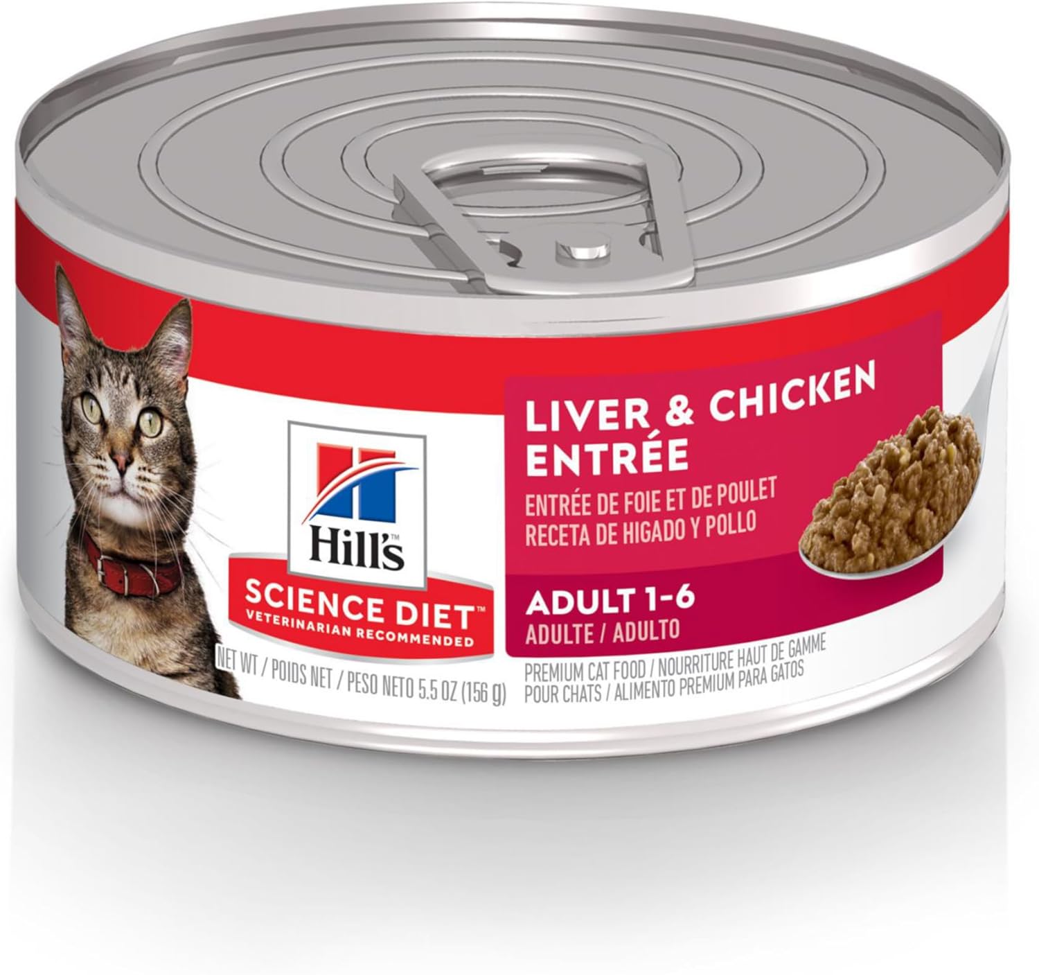 Hill'S Science Diet Adult 1-6, Adult 1-6 Premium Nutrition, Wet Cat Food, Liver & Chicken Minced, 5.5 Oz Can, Case Of 24