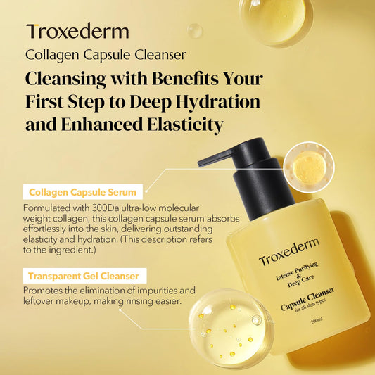Collagen Capsule Cleanser Face Wash | Firming & Hydrating Cleansing Gel With Antioxidants & Collagen - Gentle Face Cleanser & Makeup Remover, 6.76 Fl Oz