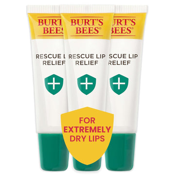 Burt'S Bees Rescue Lip Relief Lip Balm, With Shea Butter And Echinacea, Tint-Free, Natural Origin Lip Care, 3 Tubes, 0.35 Oz