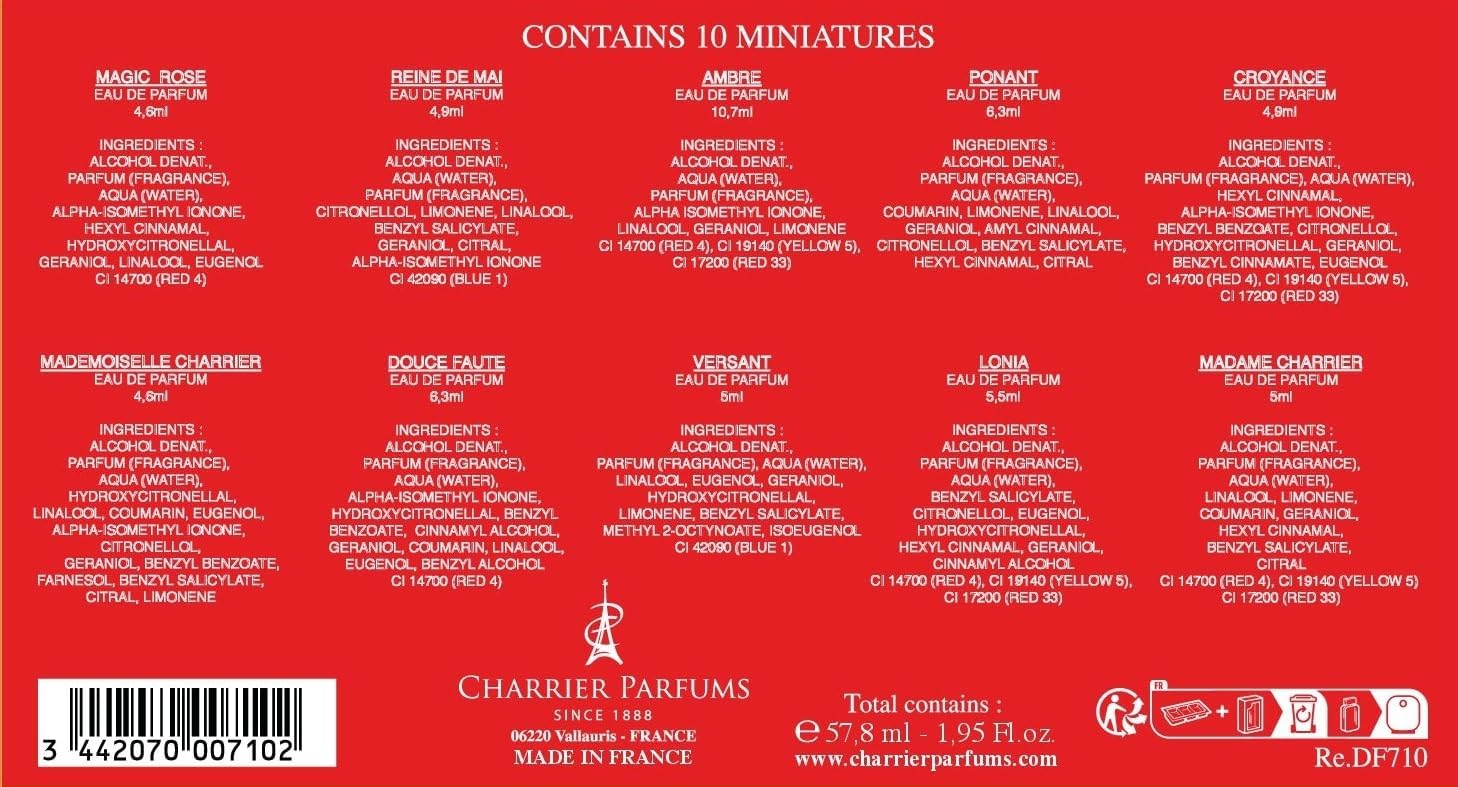 Charrier Parfums - 10 Eaux De Parfum Luxurious Gift Box - 52.7 Ml / 1.78 Fl.Oz - Made In Provence, France