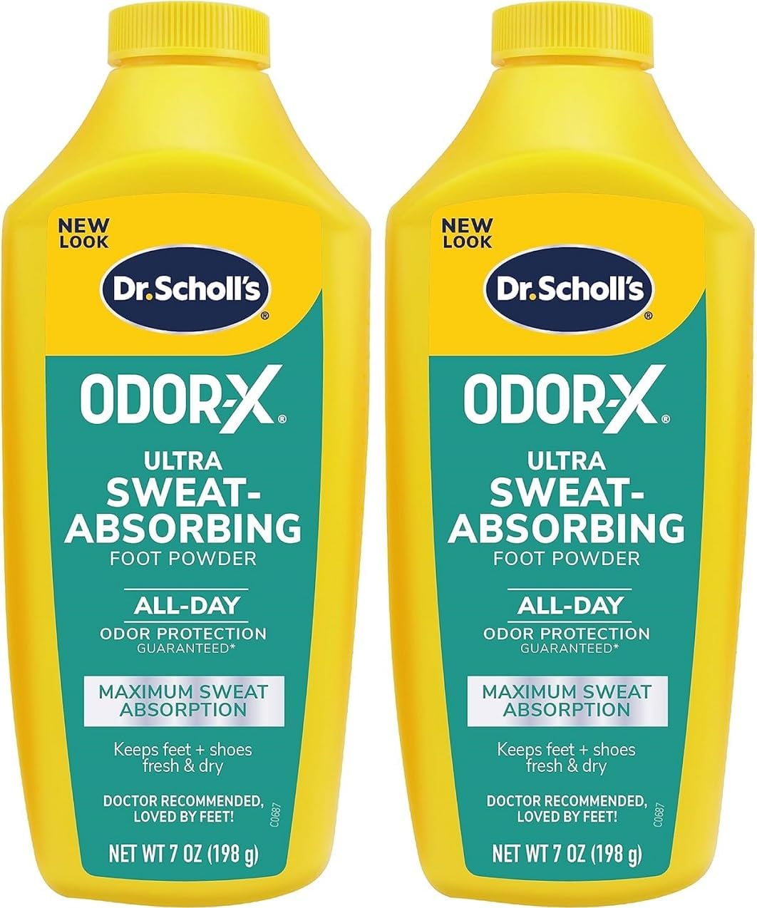 Dr. Scholl's ULTRA-SWEAT ABSORBING FOOT POWDER, 7 oz // Maximum Sweat Absorption, All-Day Odor Protection, Keeps Feet Fresh & Dry - Pack of 2