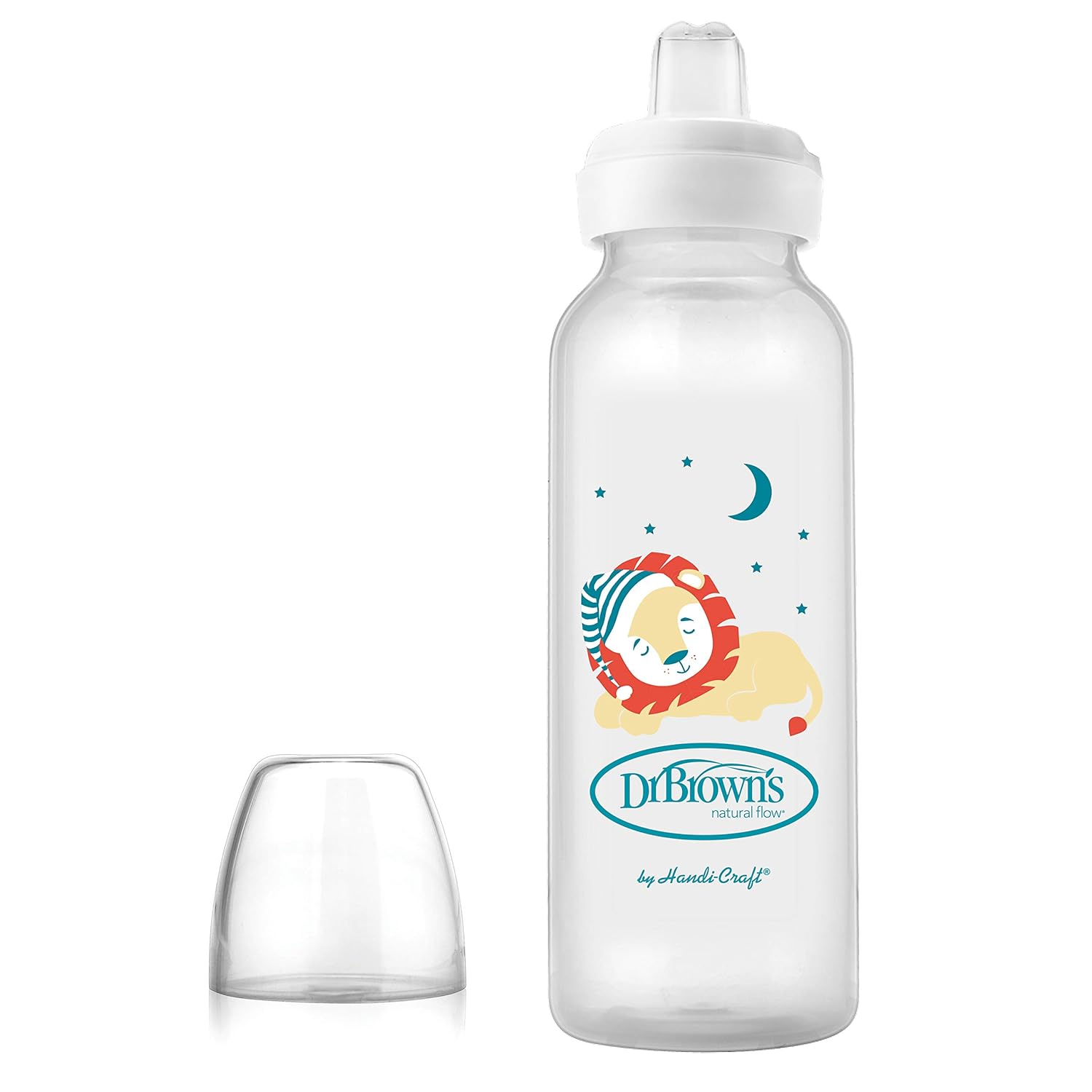 Dr. Brown'S Milestones Narrow Sippy Bottle, 100% Silicone Soft Sippy Spout, 8Oz/250Ml, Lion, 6M+