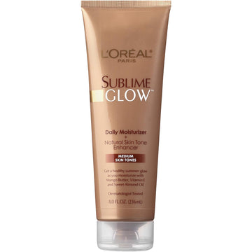 L'Oreal Paris Sublime Bronze Glow Daily Moisturizer And Natural Skin Tone Enhancer, Medium Skin Tones, 8 Fl. Oz