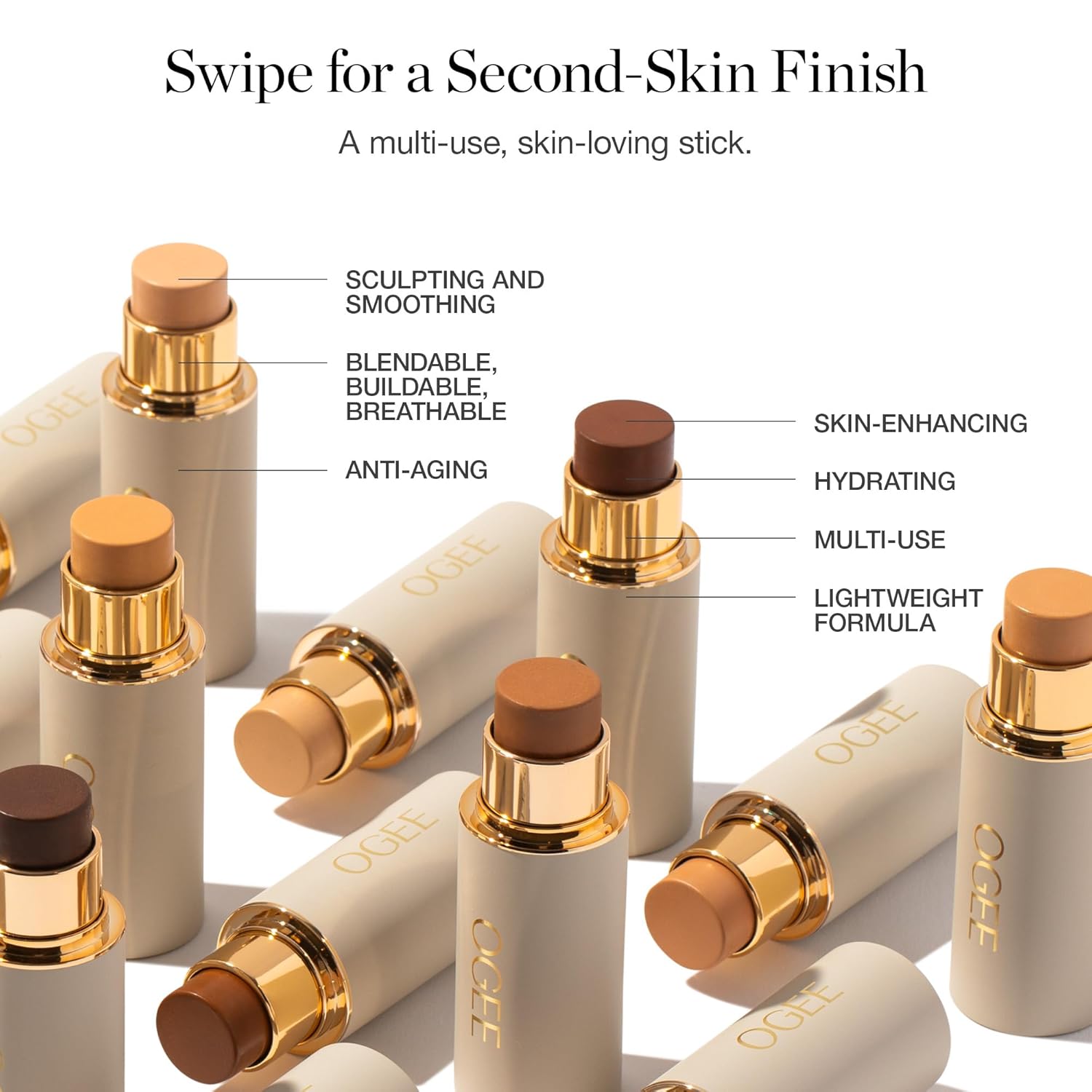 Ogee Sculpted Complexion Foundation Stick (Mahogany 14.5N - Deep Cocoa, Rich Undertones) Full Coverage Foundation Makeup - Instantly Balance & Even Complexion - 70% Organic Ingredients : Beauty & Personal Care