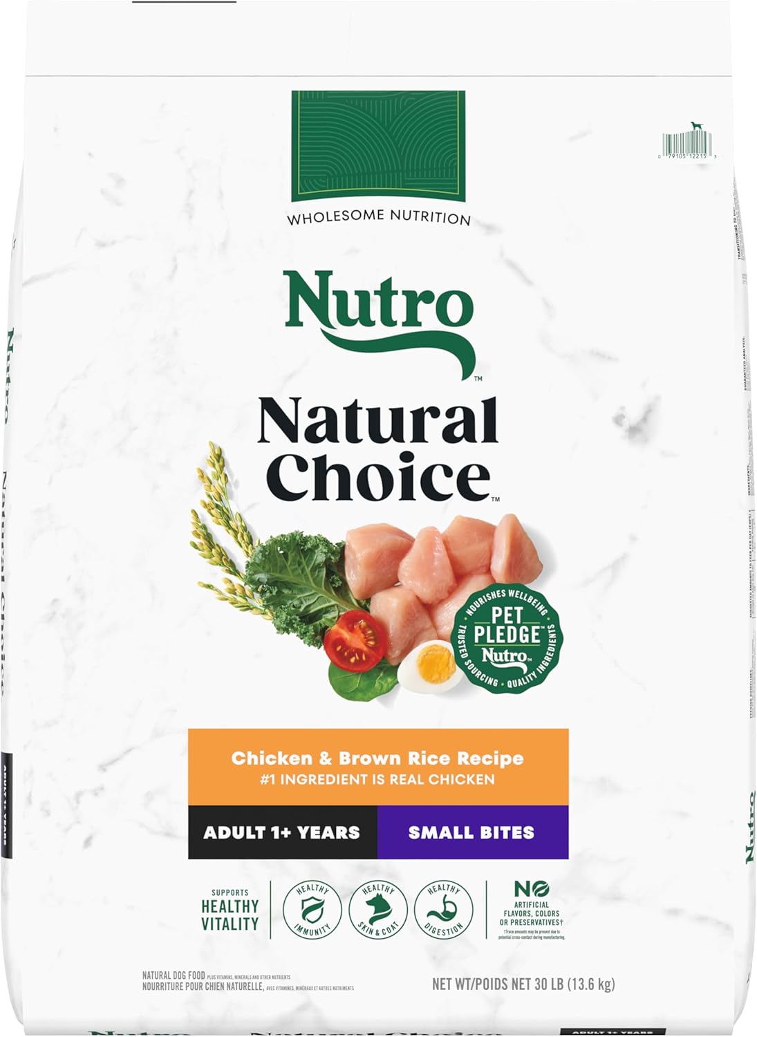 Nutro Natural Choice Small Bites Adult Dry Dog Food, Chicken And Brown Rice Recipe, 30 Lbs