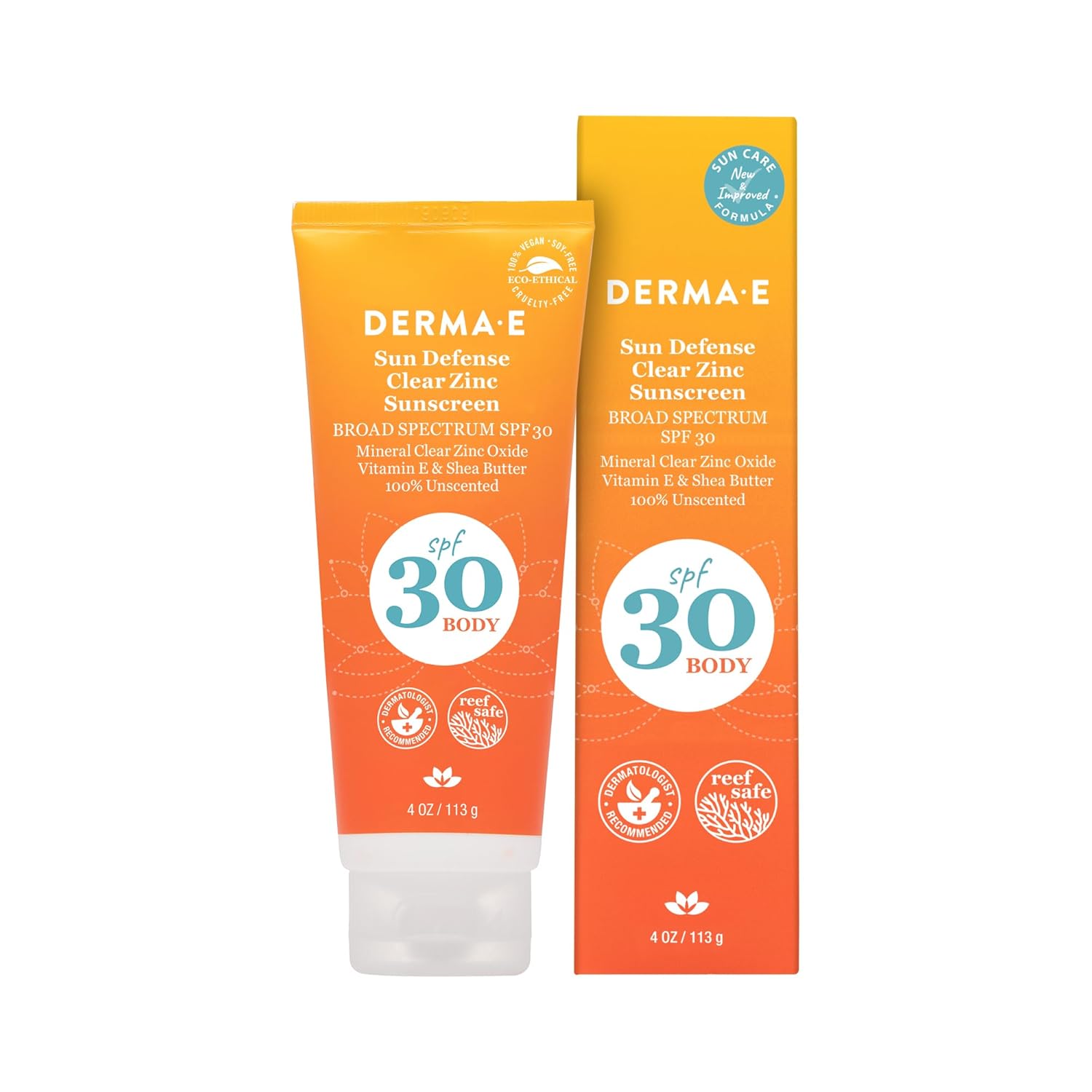 Derma E Sun Defense Mineral Sunscreen Spf 30 Body – Broad Spectrum Sun Cream – Fragrance Free Zinc Oxide And Titanium Dioxide Aging Reducing Protection, 4 Oz