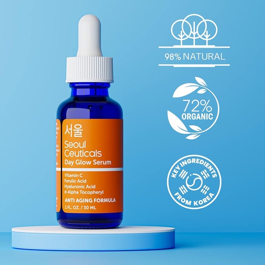 Korean Vitamin C Serum + 97.5% Snail Mucin Eye Cream Set For Glowing Skin & Youthful Eyes
