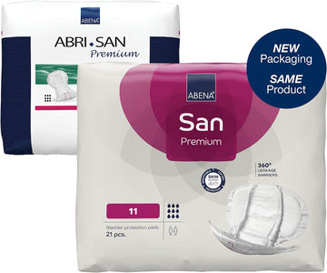 ABENA San Premium Mens & Womens Incontinence Pads, Breathable & Comfortable, Fast Absorption, Discreet & Effective Shaped Incontinence Pads for Men/Women - Premium 11, 3400ml Absorbency, 21PK