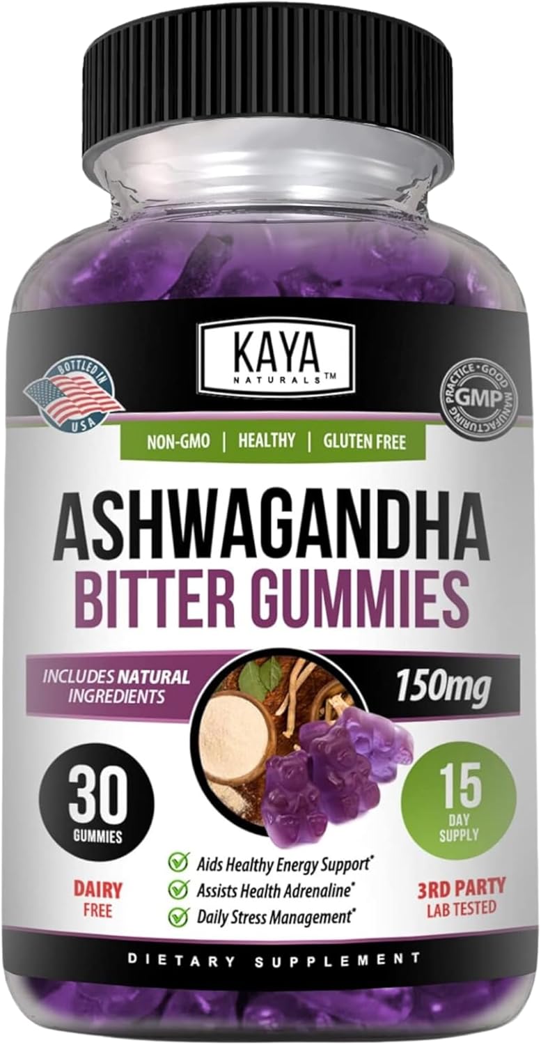 Kaya Naturals Ashwagandha Bitter Gummies - Bitter Is Better - High Potency - 30 Count
