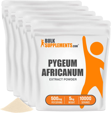 Bulksupplements.Com Pygeum Africanum Extract Powder - From Pygeum Bark, Pygeum Supplement - Pygeum Powder, Gluten Free - 5000Mg Per Serving, 5Kg (11 Lbs) (Pack Of 5)