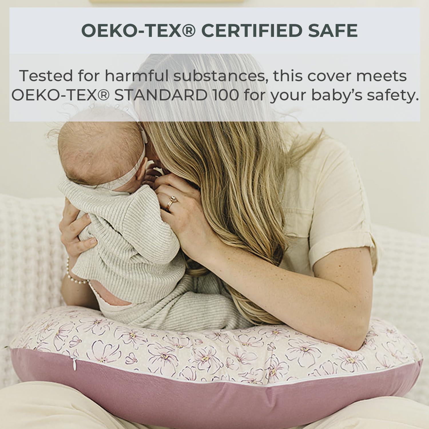 Pobibaby 1-Pack Premium Nursing Pillow Cover - Ultra Soft & Stretchy 96% Cotton, Breastfeeding Pillow Cover For Baby Boys And Girls (Blossom)