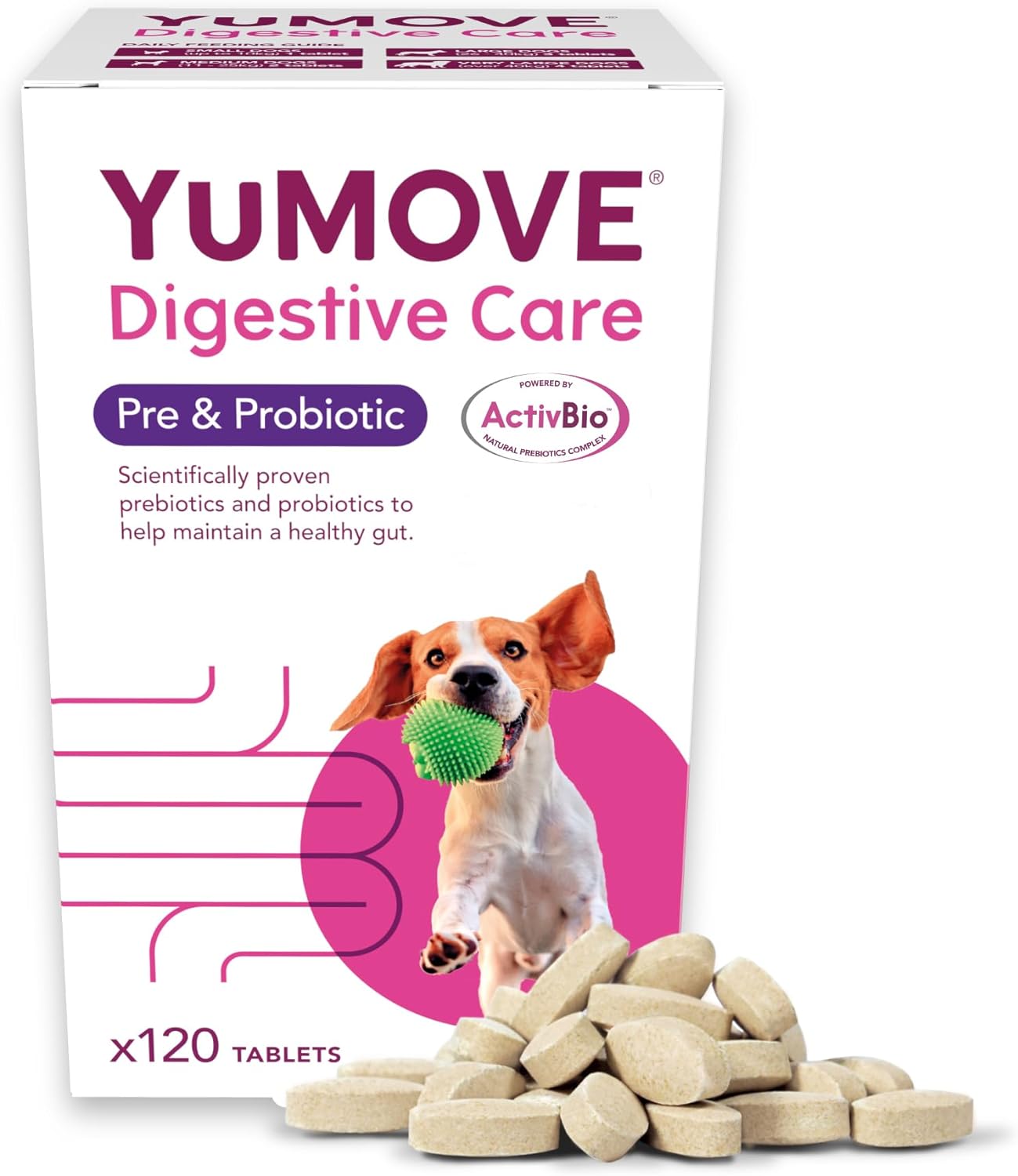 YuMOVE Digestive Care for All Dogs | Previously YuDIGEST | Probiotics for Dogs with Sensitive Digestion, All Ages and Breeds | 120 Tablets?YUDI120
