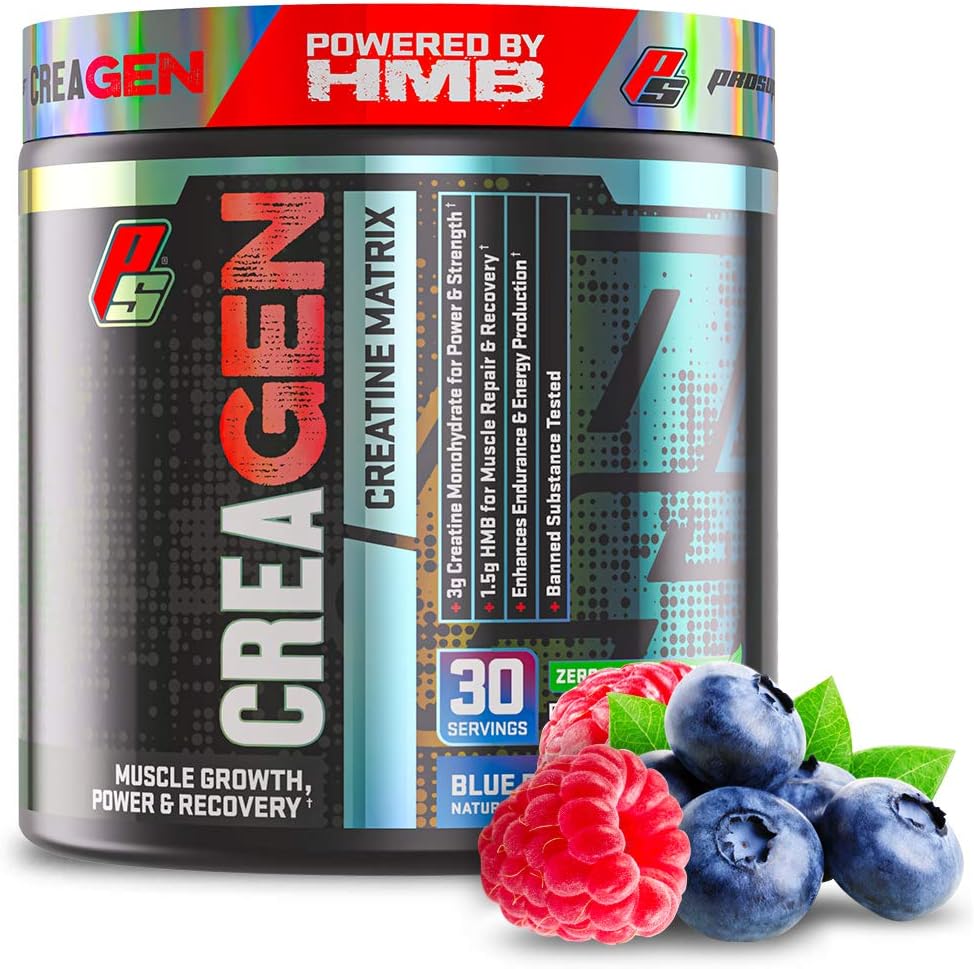 Prosupps Creagen Creatine Monohydrate Powder With Hmb For Muscle Growth And Recovery - Creatine Matrix Workout Powder For Increased Energy, Strength And Power (30 Servings, Blue Razz Popsicle)