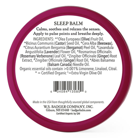 Badger - Sleep Balm, Lavender & Bergamot, Natural Sleep Balm, Scented Relaxing Balm For Children And Adults, Calming Night Balm, Organic Sleep Balm, 2 Oz