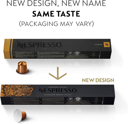 Nespresso Capsules Original, Livanto, Medium Roast Espresso Coffee, 50-Count Espresso Coffee Pods