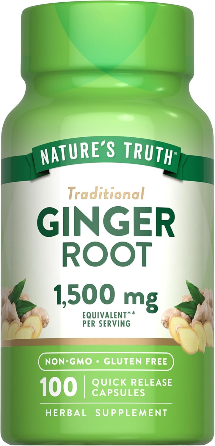 Nature'S Truth Ginger Root Capsules | 1,500Mg | 100 Count | From Ginger Root Extract | Non-Gmo And Gluten Free Supplement