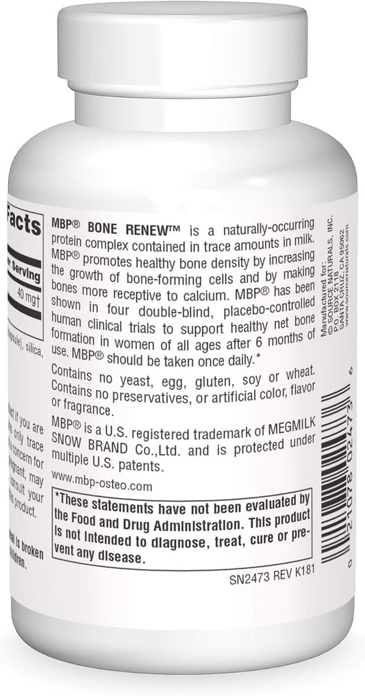 Source Naturals MBP Bone Renew - Milk Protein For Advanced Density Support - 120 Capsules