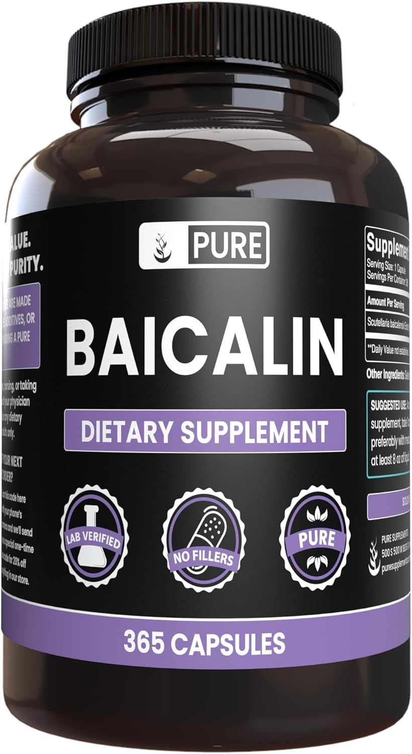Pure Original Ingredients Skullcap Extract (365 Capsules), Baicalin, No Magnesium Or Rice Fillers, Always Pure, Lab Verified