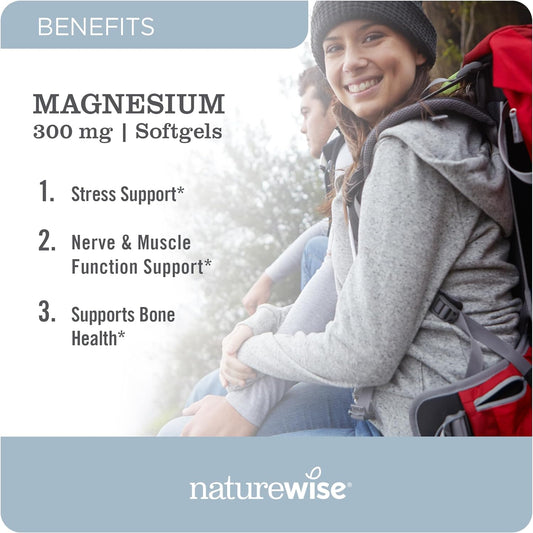 Naturewise Magnesium Softgels 300Mg Magnesium Hydroxide - Absorption-Friendly, Marine-Derived - Supplement For Sleep, Bone And Muscle Health - Non-Gmo, Soy & Gluten-Free - 90 Count[1-Month Supply]