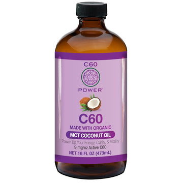 C60 Purple Power Organic Mct Coconut Oil, Organic Cold-Pressed Coconut Oil, 99.99% Pure C60 Carbon Fullerenes (16 Oz)
