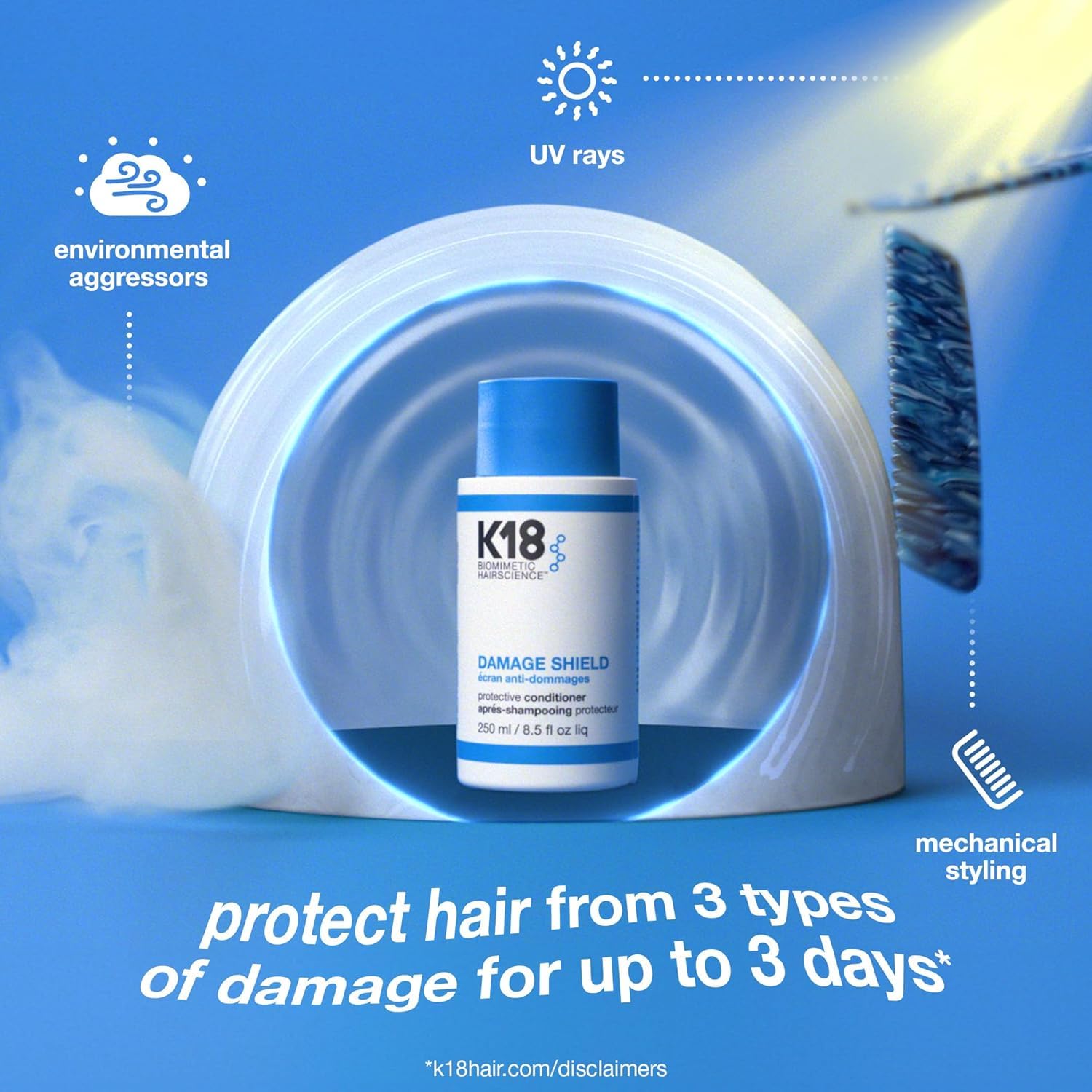 K18 Damage Shield Shampoo & Conditioner, Smoothing & Protective from Environmental Stressors, Maintains Hair Health, 8.5 Fl Oz x2 : Beauty & Personal Care