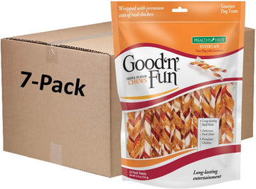 Good 'N' Fun Triple Flavor Twist Rawhide Treats For Dogs, 22 Count (7 Pack)