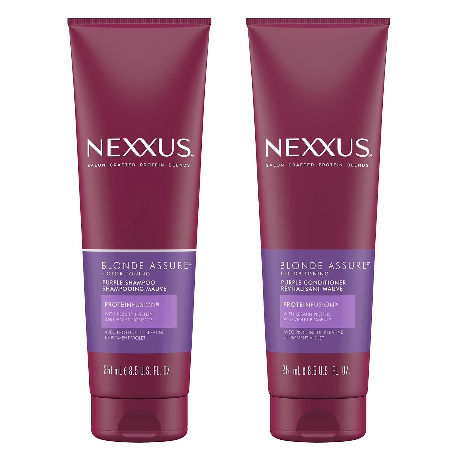 Nexxus Blonde Purple Shampoo & Conditioner Combo For Bleached & Silver Hair With Keratin Protein & Violet Pigment, 13.5 Fl Oz