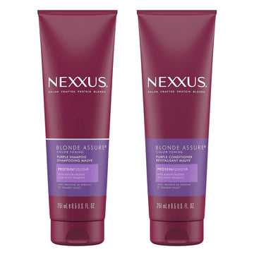 Nexxus Blonde Purple Shampoo & Conditioner Combo For Bleached & Silver Hair With Keratin Protein & Violet Pigment, 13.5 Fl Oz