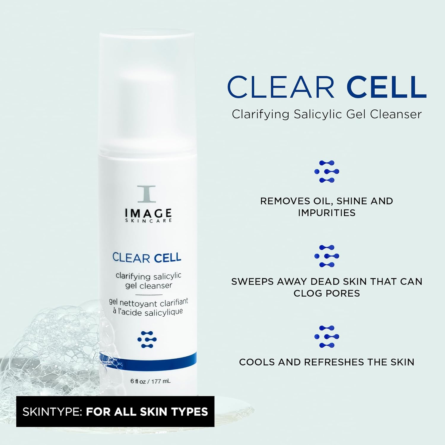 Image Skincare, Clear Cell Salicylic Gel Cleanser, Gentle Foaming Face Wash Removes Excess Oil And Shine For Oily Prone Skin, 1.7 Oz : Beauty & Personal Care