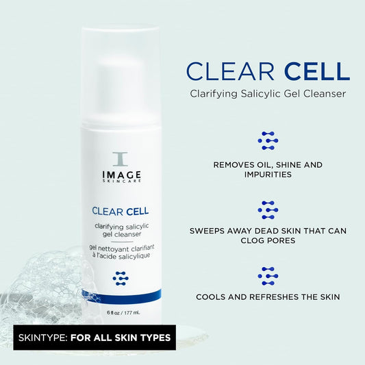 Image Skincare, Clear Cell Salicylic Gel Cleanser, Gentle Foaming Face Wash Removes Excess Oil And Shine For Oily Prone Skin, 1.7 Oz : Beauty & Personal Care