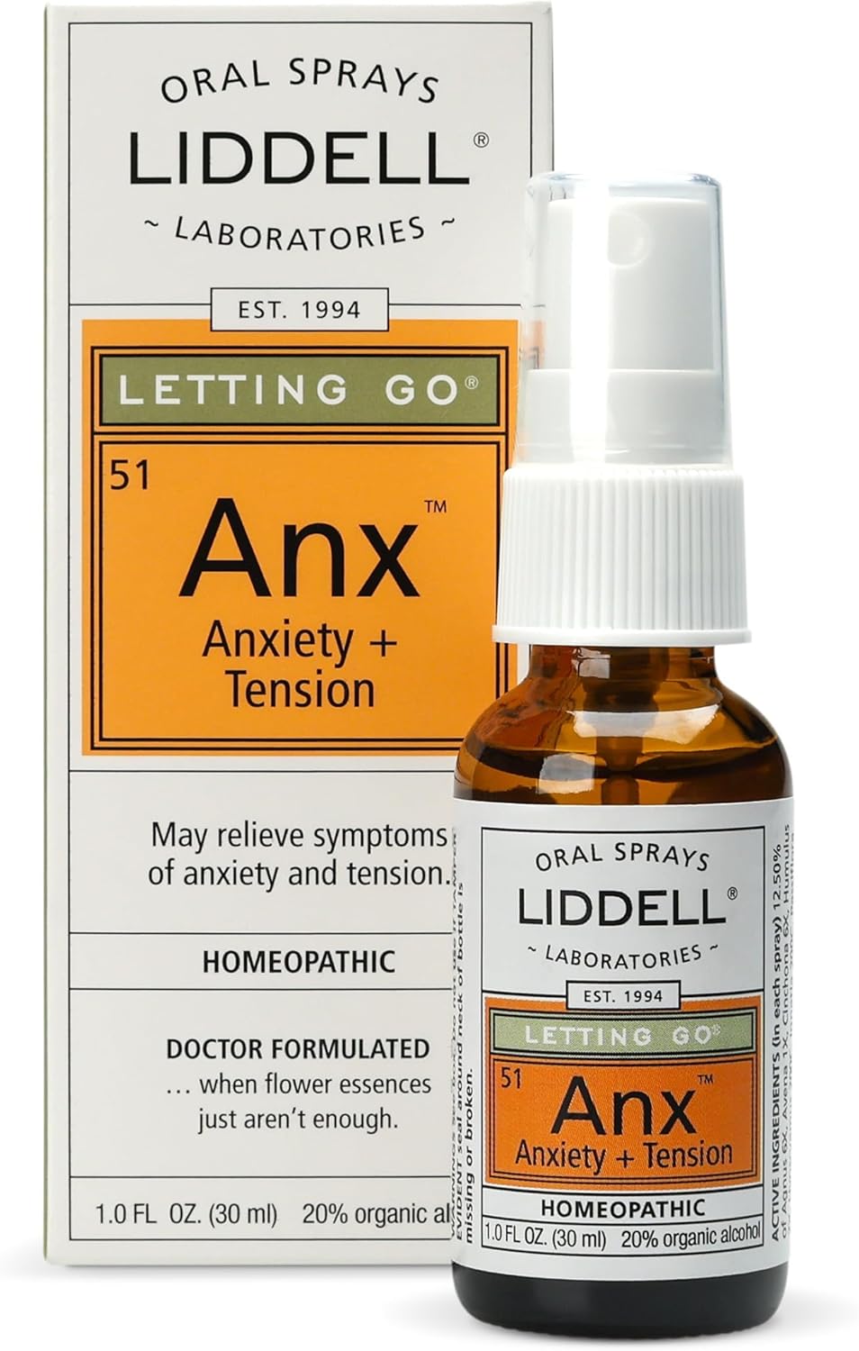 Liddell Letting Go - Homeopathic Remedies - Oral Spray For Symptoms Of Anxiousness, Stress And Restlessness - Natural Calm Spray - 1.0 Fl. Oz