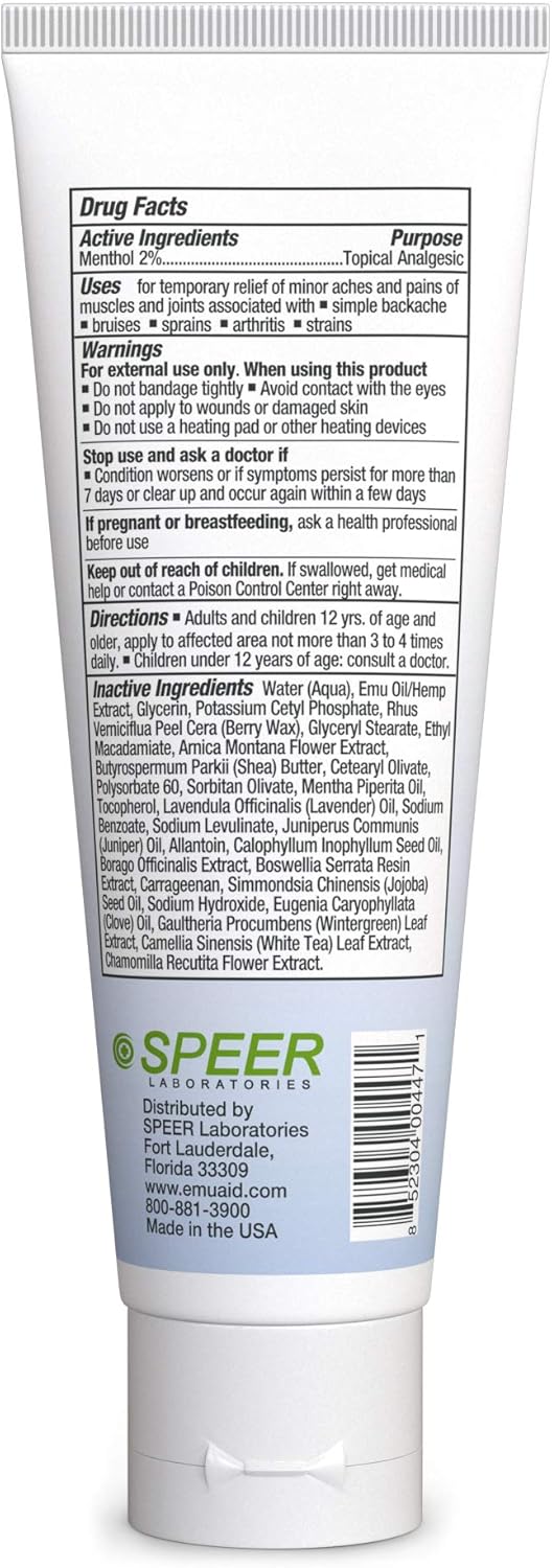 Emuaid Intensive Pain Relief Cream, Topical Relief Cream For Shoulder, Neck, Lower Back, Hip, Knee, Leg, And Feet Discomfort, Eases Sciatica, Tendon Sensitivity, And Physical Discomfort, 4Oz