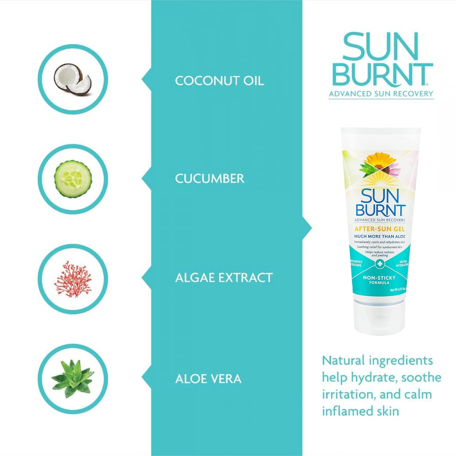 EMCW9 Ultra Hydrating Aloe Vera Gel by Sunburnt 6 Ounce,Clear,SUNB21006 : After Sun Skin Care Moisturizers : Beauty & Personal Care