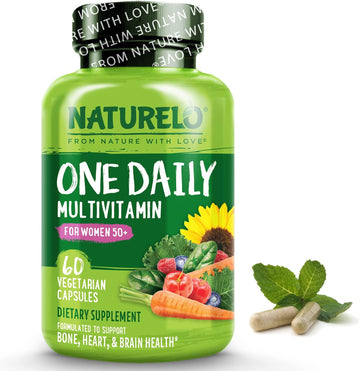 Naturelo One Daily Multivitamin For Women 50+ (Iron Free) - Menopause Support For Women Over 50 - Whole Food Supplement - Non-Gmo - No Soy - 60 Capsules - 2 Month Supply