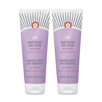 First Aid Beauty - Kp Bump Eraser Body Scrub With 10% Aha, Keratosis Pilaris Skin Exfoliater With Glycolic And Lactic Acids, Helps Reduce Chicken Skin Bumps, Safe For Sensitive Skin, 8 Oz, 2Ct
