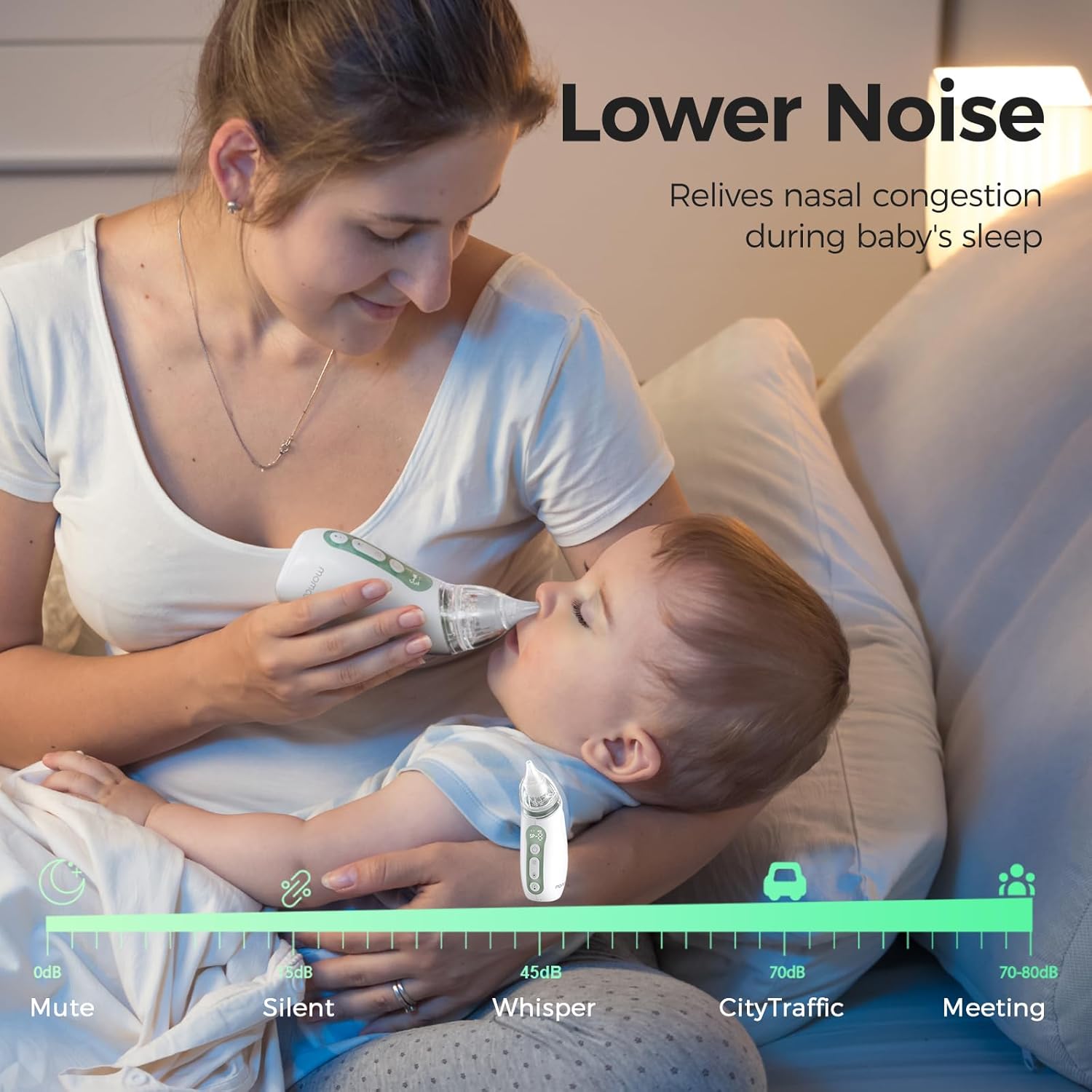 Momcozy Baby Nasal Aspirator, 3 Suction Levels Electric Nasal Aspirator for Baby, Newborn and Toddler, Portable Baby Nose Aspirator with Light Soothing and Music, Baby Snot Sucker : Baby